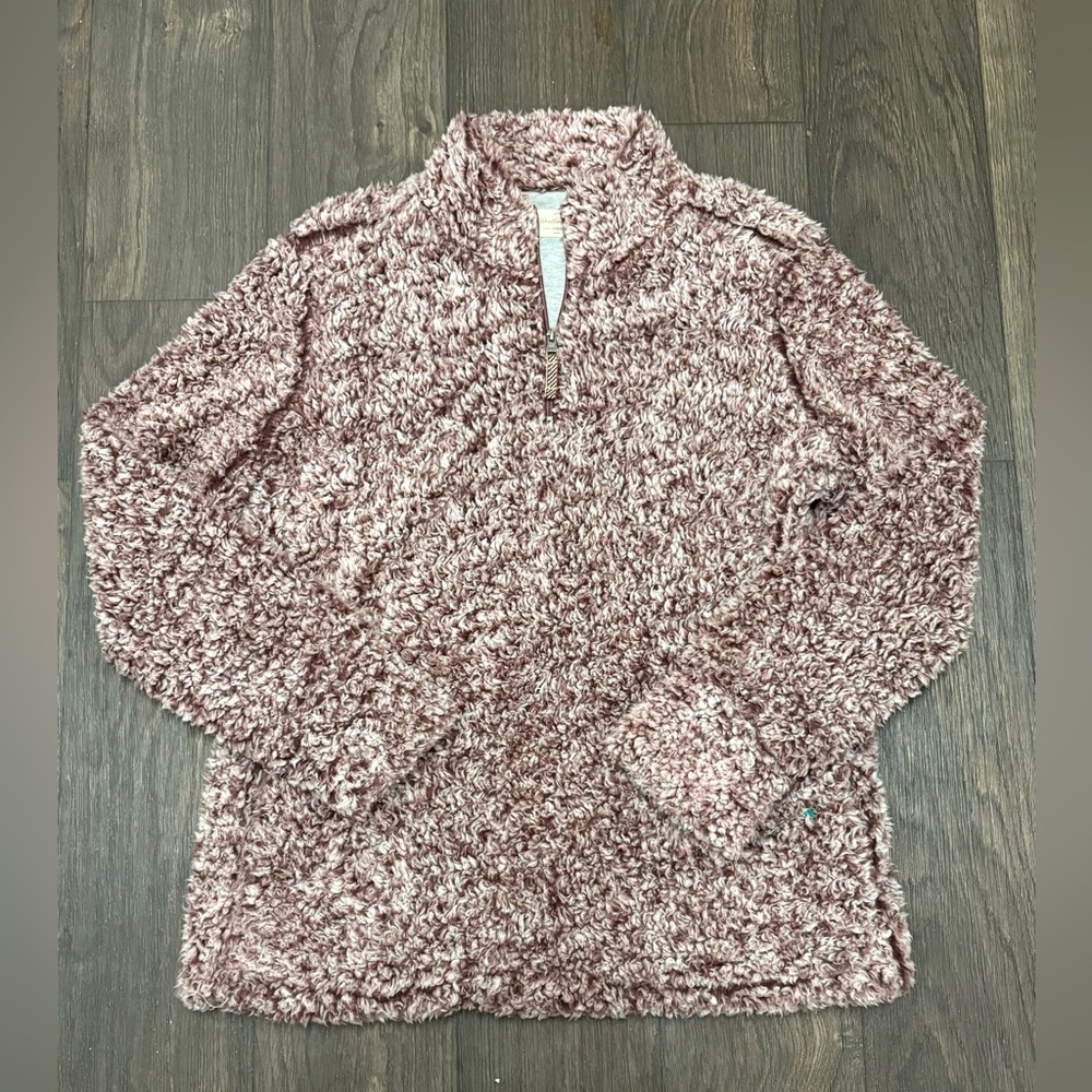 Weatherproof Vintage Mauve Sherpa Pullover Quarter Zip Size L